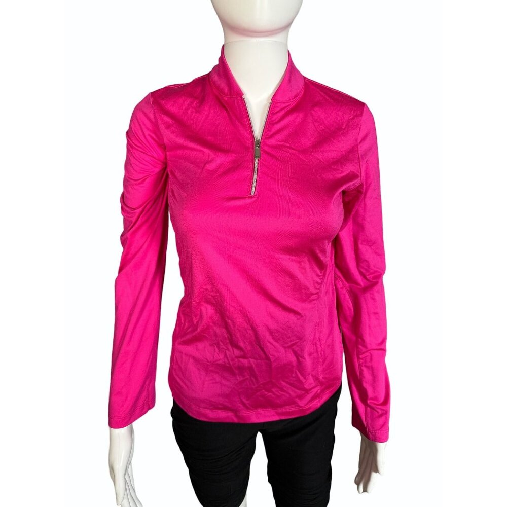 Tail Activewear Womens XS Bright Pink 1/4 Zip Long Sleeve Golf Tennis Top